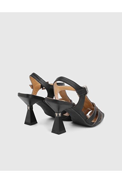 İLVİ Marisa Genuine Leather Black Women's Heeled Sandals