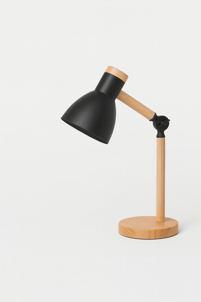 Vivido Home Doğal Ahşap İskandinav Siyah Masa Lambası