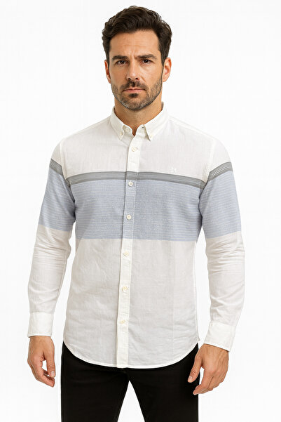 Madalyon Spor Slim Fit Gömlek Beyaz