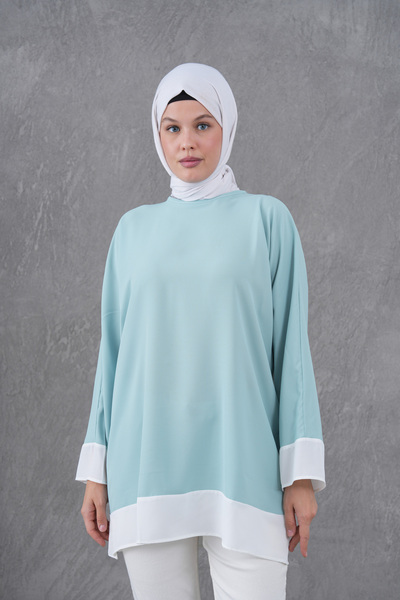 TUNCAY Casual Tunic with Collar and Skirt Trim