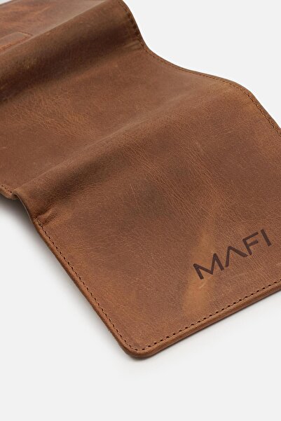 MAFİ Μαγνητικό πορτοφόλι Unisex από γνήσιο δέρμα Tan Magnet – Κομψό και ασφαλές σχέδιο