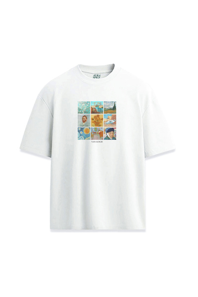 Darkia تي شيرت مطبوع بتصميم كولاج لأعمال فننسيا فان جوخ للجنسين