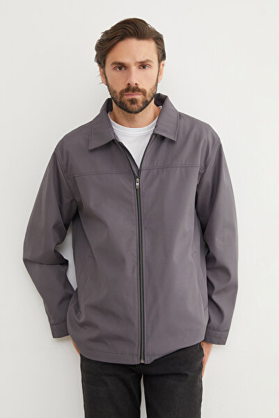 Fulla Moda Zippered Polo Collar Scuba Fabric Raincoat