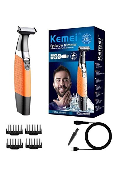Kemei KM1910 Eyebrow And Facial Trimmer Black/Orange/Silver