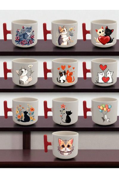 lili hediyelik Cats Printed Latte Cup, Coffee Cup, Mug, Gift Item