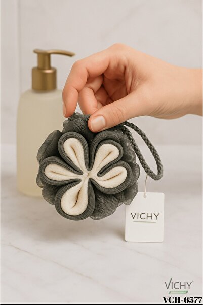 Vichy Daisy Patterned Bath Washcloth Gray Vch-6577 60 Gr