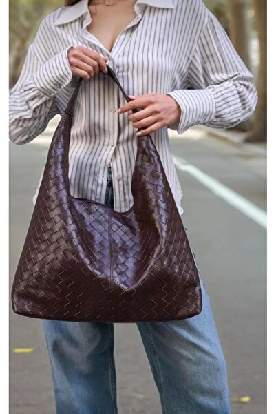 Chakran Bag Жіноча м'яка шкіряна сумка через плече з плетеним візерунком, вел...