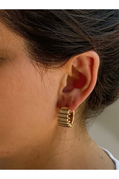 QUEENELA Steel hoop earrings with Zirconia