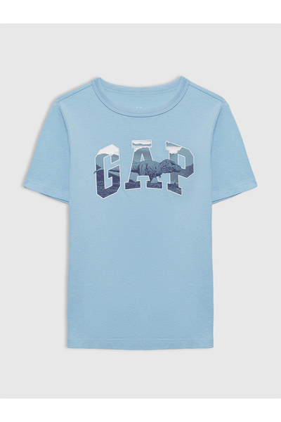 GAP Erkek Çocuk Mavi Grafik Baskılı T-Shirt
