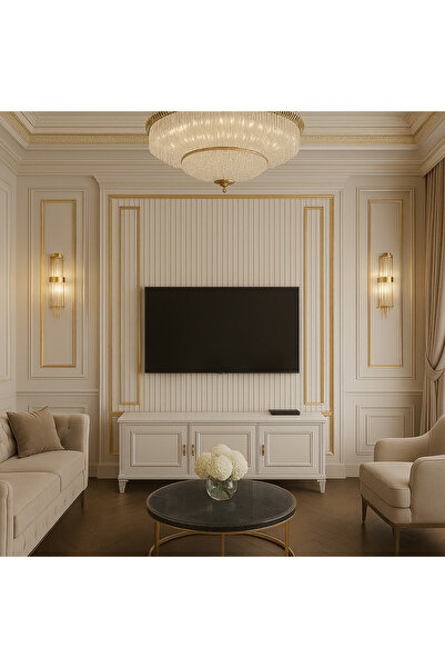 dekor marketim Pvc Polimer White Duvar Lambiri Ofis Tv Arkası Koridor Dekoratif Panel