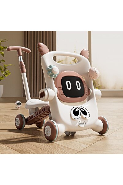 Flippy 8-in-1 Multifunctional Baby Walker with Detachable Handle, Scooter, Adjustable Seat, Tray, Br