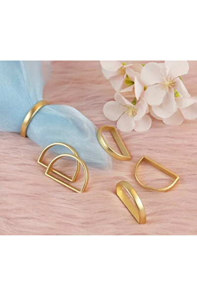 İsmet toka 6 Pcs - Silver D-Napket Rings (Stainless) - Metal Accessory