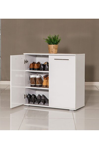 Lavanta Mobilya İmalat %100 MDF THAMES BEYAZ AYAKKABILIK - AYAKKABI DOLABI