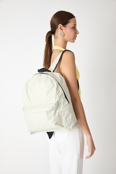 PowerSpeed Unisex Cream Two-Compartment Backpack with Front Zipper