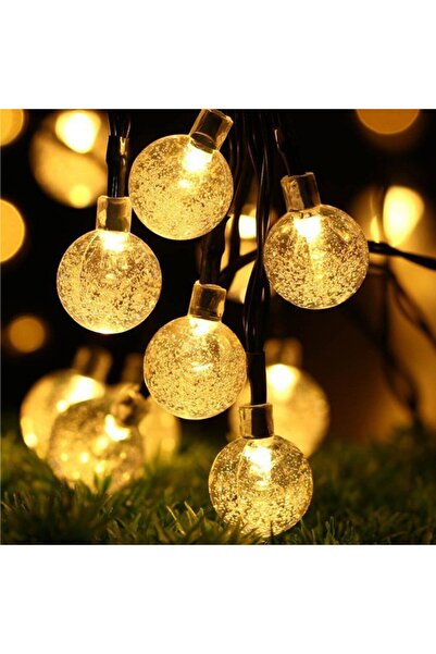 Flippy Lumini de Crăciun, Globuri de cristal, 100 LED-uri, 12 metri, Alb cald, Alimentare solară, Senzor de lumină, Rabatabil