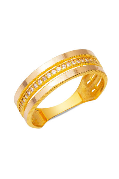 Bilezikci 3 Sıralı Ajda Yüzük 14 Ayar Altın