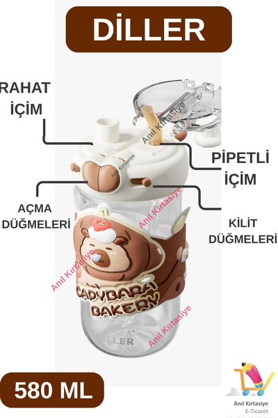 Vagonlife Diller Double Use Capybara Model with Straw/Comfortable Drinking Neck Hanger 580 ml