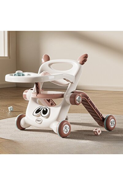 Flippy 8-in-1 Multifunctional Baby Walker with Detachable Handle, Scooter, Adjustable Seat, Tray, Br