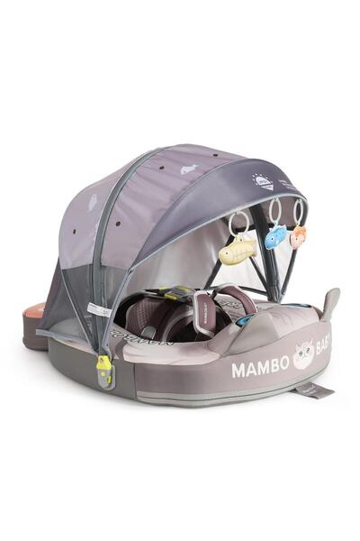 Mambobaby Yüzme Simidi - Kedi ve Balıklar, Emniyetli, Gölgelikli ve Ayak Destekli