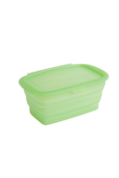 Stef's Cat Silicone Collapsible Container, 1L, 18.8 x 8 x 11.5 cm, Heat Resistant, Green