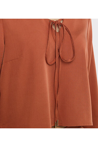 BCBG BROWN-WOMEN-WOVEN BLOUSE