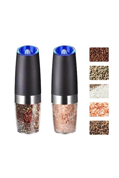 Stef's Cat Set de 2 Rasnite electrice de Sare si Piper, cu Camere Depozitare Transparente, Macinare, Functionar