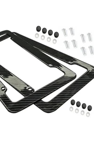 Choice3 2pcs Black Carbon Fiber Pattern Plastic License Plate Frame Fiber Bla...