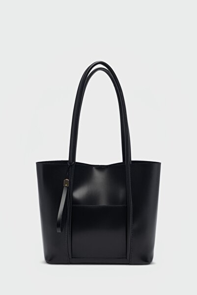 Shule Bags Pebbled Omuz Çantası Siyah