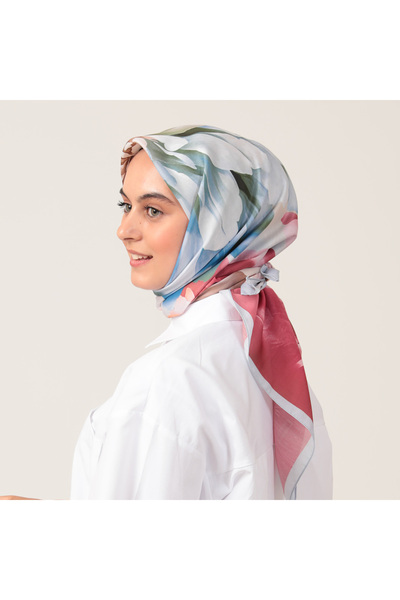 ipekistanbul Eșarfă din mătase de bumbac - Motiv Lotus - Cireș