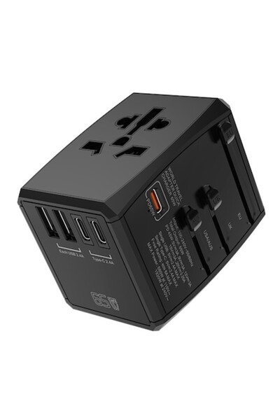 Stef's Cat Universal Plug Adapter, D43, Polycarbonate, Black