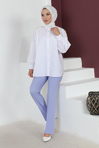 Missvalle Παντελόνι με ριγέ λεπτομέρεια Baby Blue 6078