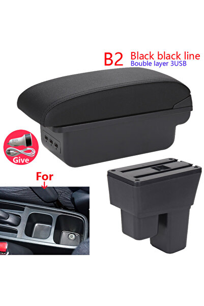 Choice1 B2 Black line 3USB For Honda Jazz Armrest For Honda Fit Jazz 2 Car Ar...
