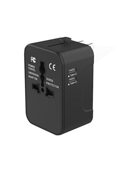 Stef's Cat Adaptor pentru Priza 2 x USB-C, EU, UK, AUS, US, D51, Silicon