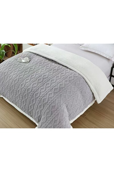 CHIRASO Pătură Cocolino cu Blăniță pe interior, Model Gofrat Tricotat, 200x230cm Moale și Calduroasă