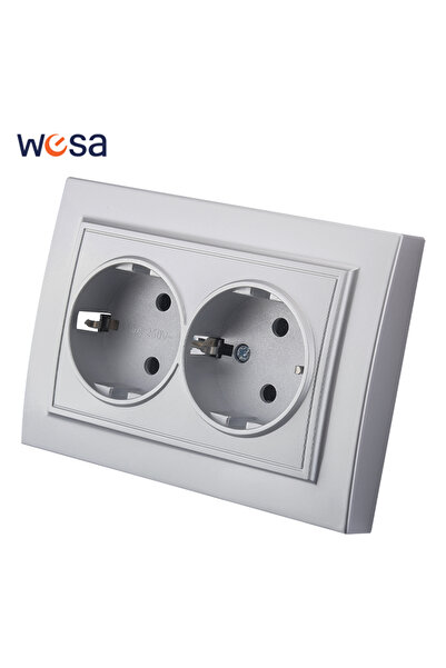 Choice6 EU 2 Socket With Ground WESA Silvery Wall Surface Sket Plugs Power 2 ...