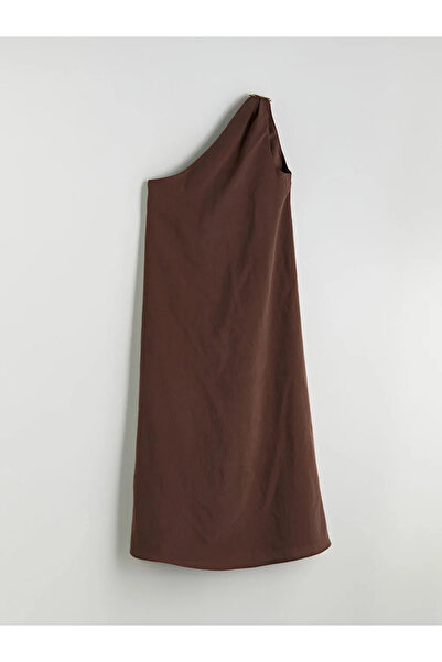 LC Waikiki Φόρεμα LCW Vision Brown One Shoulder Modal με σχήμα Α