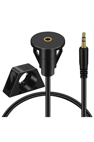 OEM AUX audio extension cable with mounting bracket, 3.5mm male-female Jack, black