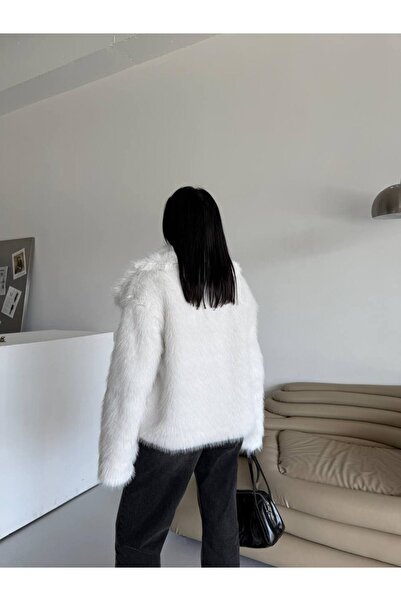 VESS MODA Palton de blană Lolita pentru femei cu buzunare duble cu închidere rapidă