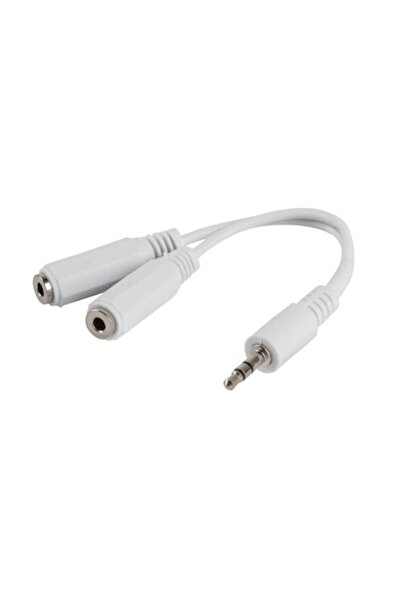 OEM Stereo audio adapter 3.5 mm 3-pin male to 2 x 3.5 mm 3-pin female, 10 cm, White