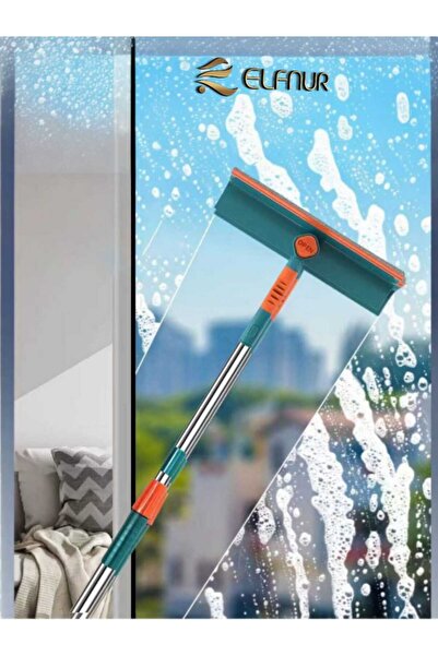 elfnur Cam Silme Aparatı Teleskopik Çift Yönlü Pratik 180 Derece Döner Pencere Cam Temizleyici Çekpas