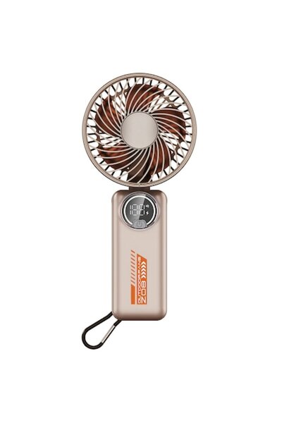 Danex Portable Fan with Battery and Digital Display, 3600mAh, B49, Silicon Flex, Beige