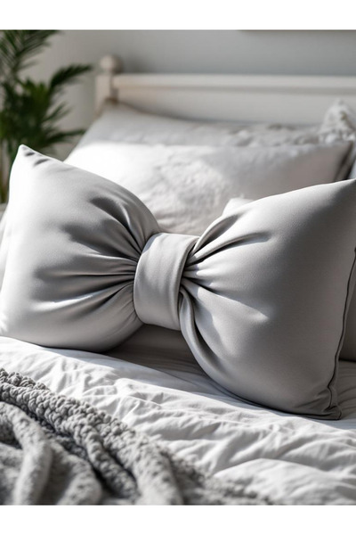 JACA وسادة زخرفية كبيرة الحجم مزينة بشريط على شكل فيونكة، وسادة هدايا مع حشوة