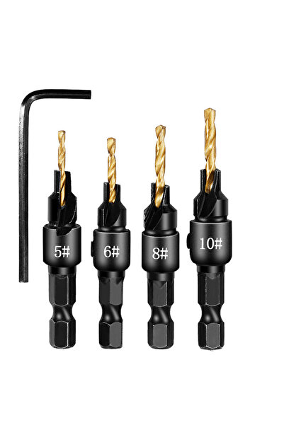 Choice3 مجموعة رؤوس مثقاب غاطسة سداسية ذهبية اللون، 4 قطع أو 5 قطع، مع ساق سد...