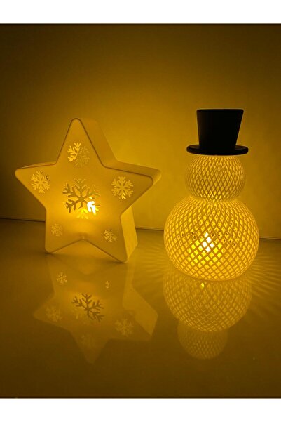 smilechild 16 CM BÜYÜK BOY LedliYılbaşıSüsü Seti KardanAdam ve Yıldız 2 ADET ...