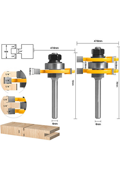 Choice3 قطعتان من رؤوس التوجيه ذات ساق 6 مم، 6 مم، 6.35 مم، 8 مم، 12 مم، تجمي...