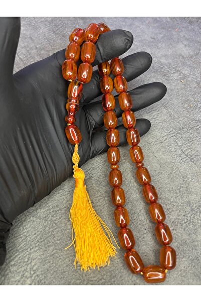 Mos Tespih Mărgele de rugăciune din chihlimbar de dimensiuni mari, cu ciucuri de frânghie