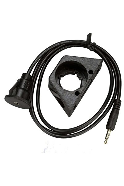 OEM AUX audio extension cable with mounting bracket, 3.5mm male-female Jack, black