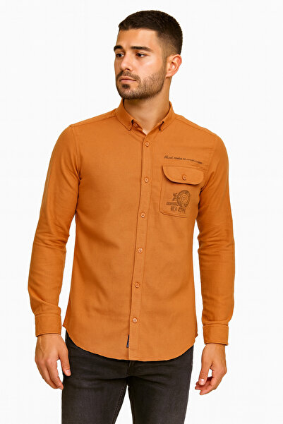 Madalyon Tek Cep Closed Slim Fit Shirt