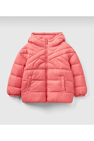 United Colors of Benetton Benetton Uzun Dolgulu Oversize Mont Fuşya