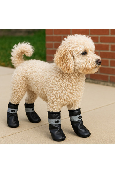 Monopetz Yeni Sezon Köpek Pati Koruyucu Ayakkabı – Siyah Renkli , Su Geçirmez, Kaymaz Taban 4 Adet